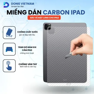 Miếng Dán Carbon DONIE – Bảo Vệ Mặt Lưng iPad | Chống Trầy Xước | Không Bám Vân Tay C10