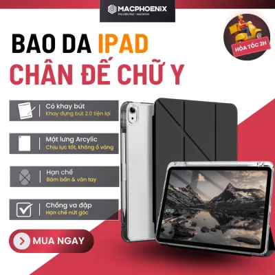 Bao Da iPad Chân Đế Chữ Y CrystalShield Macphoenix, Kèm Khay Bút Đủ Dòng Cho Gen/Mini/Air/Pro - P03