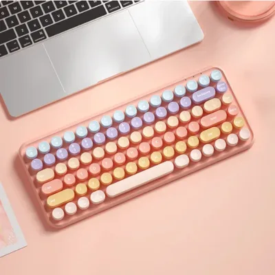 Bàn phím Bluetooth 2.4G không dây 85 phím tròn, có dây sạc, nhiều màu, dùng cho máy tính, Mac, máy tính để bàn, laptop