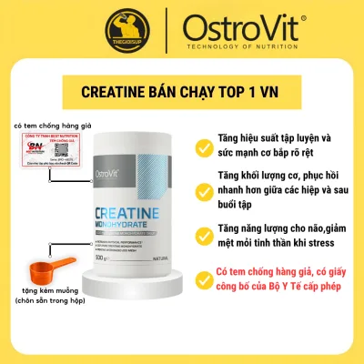 OstroVit Creatine Monohydrate (300g / 500g / 1000g) – Tăng Sức Mạnh, Phục Hồi Tối Ưu, Hàng Chuẩn