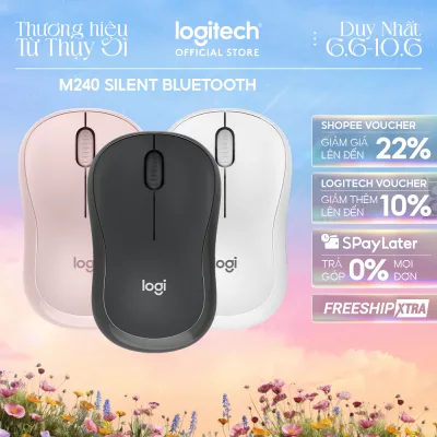 Chuột Bluetooth Logitech M240 Silent - Không dây, Nhỏ gọn, Tương thích Windows, macOS, ChromeOS