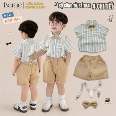 Bộ đồ quần áo set sơ mi công tử tổng hợp cho bé kèm phụ kiện mặc đi chơi, đi tiệc 1 đến 7tuổi BERNIE