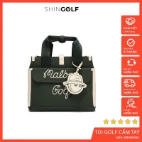 Túi xách tay Golf M.B Golfwear màu xanh rêu bóng Golf da cao cấp thời trang