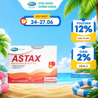 TPBVSK Viên uống trắng da, mờ sạm nám, tăng độ ẩm, mờ nếp nhăn - Astaxanthin - ASTAX Mega We Care (30 viên)