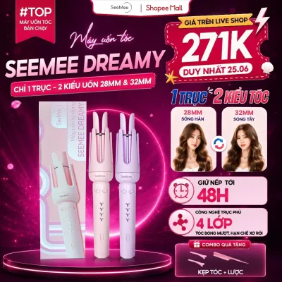 Máy uốn tóc tự động Seemee trục đa năng 28mm 32mm chất liệu gốm sứ bảo vệ tóc bản 2025, LIS