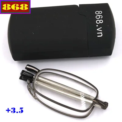 Mắt kính lão gọng xếp màu xám 3.5 độ, từ 1 độ đến 4 độ, mắt kính viễn, mắt kính rút, mắt kính gấp