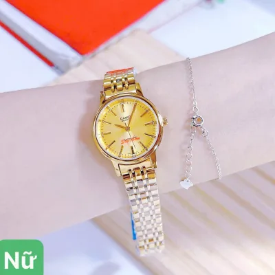 Casio Women's Wristwatch Waterproof with Stainless Steel Strap, Fashionable, Luxury Beautiful with Modern Round Glass Design, Beautiful Shiny