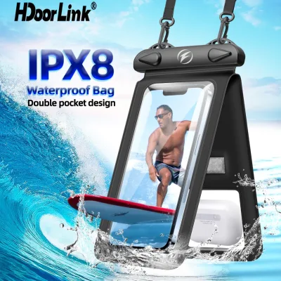 Túi đựng điện thoại Hdoorlink Móc Đôi Chống Thấm Nước Túi Điện Thoại Túi IPX8 Túi Điện Thoại Đi Biển Bơi Lặn Bụi Chống Bụi Bẩn