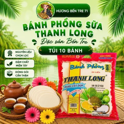 Bánh phồng sữa ăn liền Thanh Long - Túi 10 Bánh