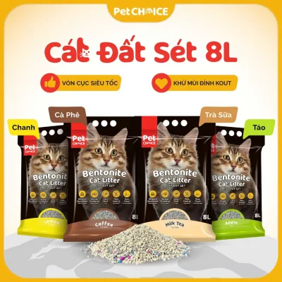 CÁT ĐẤT SÉT cho mèo, cát vệ sinh cho mèo khử mùi, ít bụi, siêu vón cục 3.8kg/8L