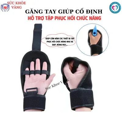 Găng tay giúp cố định, cầm nắm các thiết bị hỗ trợ tập phục hồi chức năng như ròng rọc, xe đạp...