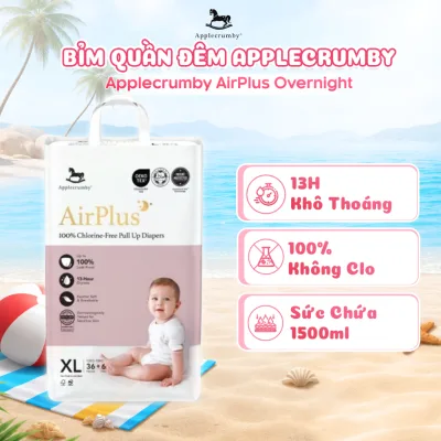 Bỉm tã quần đêm Applecrumby Airplus Overnight Pull Ups size M - XXL khô thoáng 12h