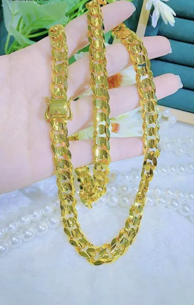 Men's Necklace with 24K Gold Plated Chain, New Model Just Arrived