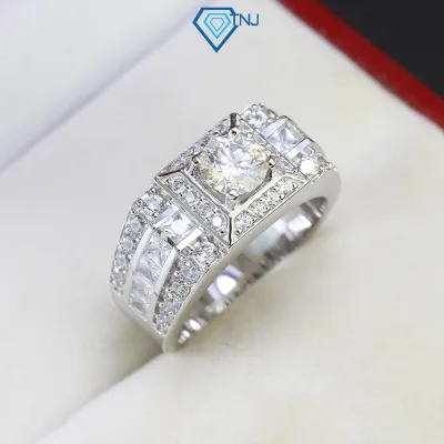 Nhẫn nam kim cương Moissanite xi bạch kim cao cấp 6ly kiểm định GRA sang trọng NNAM0033 - Trang Sức TNJ