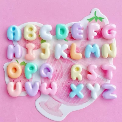 Charm Chữ Cái Trang Trí nhiều mầu sắc Mũ Bảo Hiểm, Ốp Lưng , làm đồ DIY, trang trí dép (Kèm Keo Dán)