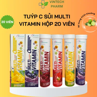 Viên Sủi MultiVitamin bổ sung vitamin và khoáng chất, nhiều vị, nhiều mẫu - Hộp 20 viên