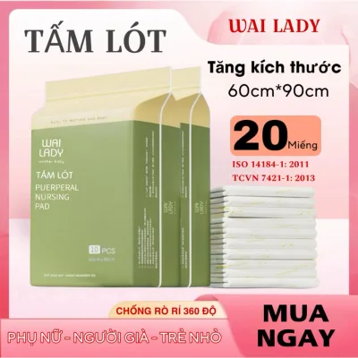 Tấm Lót WAI LADY (20 miếng) thoáng khí, thấm hút tốt, chống tràn, chống thấm ngược, dùng một lần.
