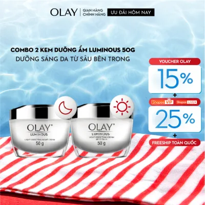 Combo 2: Kem Dưỡng Ẩm OLAY LUMINOUS Ngày & Đêm Dưỡng Sáng Da 50G X2