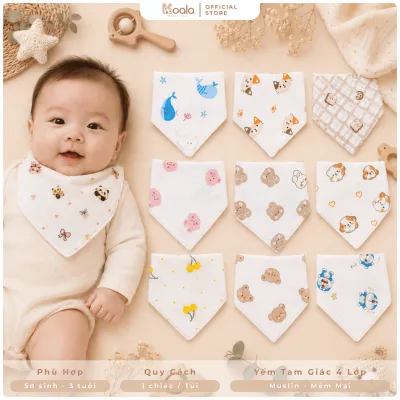 Yếm tam giác Koala vải muslin 4 lớp giữ ấm cổ cho bé