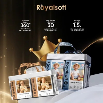 2 Bịch Bỉm Royalsoft , Bỉm Tã Cao Cấp, Tả dán/quần Có Đủ Size Cho Bé NB - 4XL, Bỉm Form To