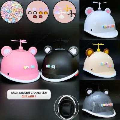 Nón bảo hiểm cá heo cho bé 1-4 tuổi và 5-12 tuổi kèm phụ kiện charm chữ siêu hot, mũ bảo hiểm chính hãng Long Thanh