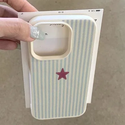 Ốp Lưng Tương Thích Cho iPhone 16 17 11 13 ProMax 14 15Plus XS Max X XR Họa Tiết Ngôi Sao Sọc Xanh Silicon Mềm Chống Sốc