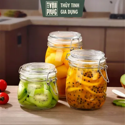Bình/Hũ Thủy Tinh Nắp Cài/Gài Inox, Có Gioăng Cao Su, Cỡ Nhỏ (120ml, 250ml, 500ml, 750ml, 1000ml, 1500ml)