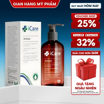 Dầu Gội iCare Pharma Antisol Dược Liệu PH 6.5 Giúp Làm Sạch Gàu Giảm Ngứa 240ml