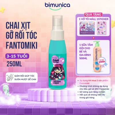 Xịt Xả Khô Dưỡng Gỡ Rối Tóc Bimunica Fantomiki Cho Bé Gái Từ 3 Tuổi 100ml - Mềm Mượt, Dễ Chải, Bảo Vệ UV