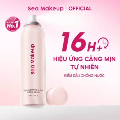 Xịt khoá nền Sea Makeup Stayput Prime & Set Setting Spray Hỗ trợ 16H+++ dưỡng ẩm lâu trôi và hiệu quả lì mịn 100ml