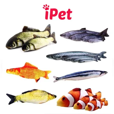 Cá Nhồi Bông Catnip Đủ Size, Đồ Chơi Có Bạc Hà Mèo Cho Mèo Xả Stress (Tặng gói cỏ mèo) - iPet Shop