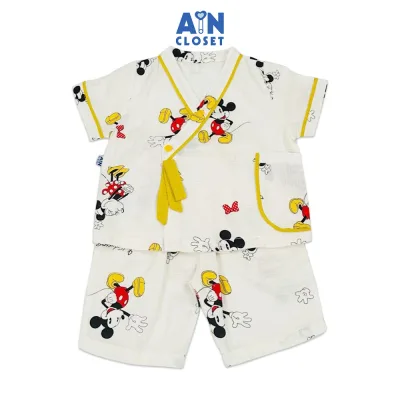 Bộ quần áo Lửng unisex cho bé họa tiết Chuột Vàng Xô sợi tre - AICDBTWHTVVA - AIN Closet