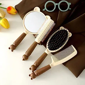 Set Lược Gương 4 Món Cực Xinh Lược Gỡ Rối Chải Tóc Uốn Tạo Kiểu