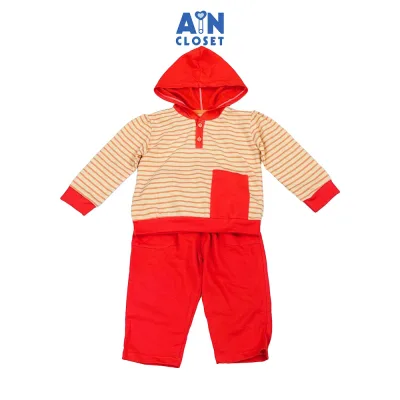 Bộ quần áo Dài có nón unisex cho bé hoạ tiết Kẻ Cam Carrot thun da cá - AICDBTS1CSAQ - AIN Closet
