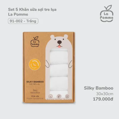 Khăn sữa La Pomme sợi tre lụa cho bé sơ sinh - Set 5 khăn 30x30cm – siêu mềm mịn, thấm hút tốt, không bụi vải, an toàn
