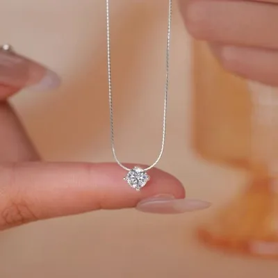 (HCM)Dây Chuyền Bạc S925 Tâm Hạt Kim Cương Zircon Nữ Tính Quí Phái DC925ZIRCON099