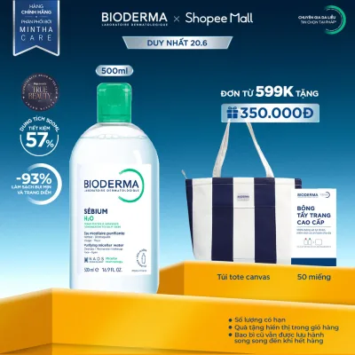 Dung dịch làm sạch và tẩy trang công nghệ Micellar cho da hỗn hợp, da dầu, và da mụn Bioderma Sebium H2O - 500ml