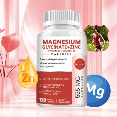 Fearathe Magnesium Glycinate + Zinc + Vitamin D3 + Vitamin B6 Dietary Supplement supports sleep, nerve, muscle, bone and cardiovascular health