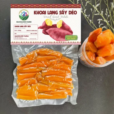 Khoai lang sấy dẻo nguyên củ không đường Mangline Farm Đà Lạt 250g đồ ăn vặt giảm cân hiệu quả thơm ngon đặc sản Đà Lạt