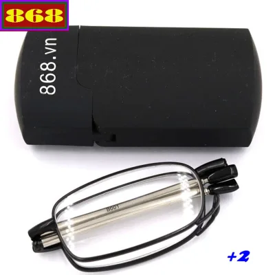 Mắt kính lão gọng xếp màu đen 2 độ, từ 1 độ đến 4 độ, mắt kính viễn, mắt kính rút, mắt kính gấp