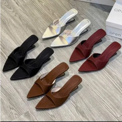 Guốc cao gót mũi nhọn 5 phân chất satin size 35-39, mũi hở hack dáng thanh lịch - NGOC TRINH STORE _M003_L2A.