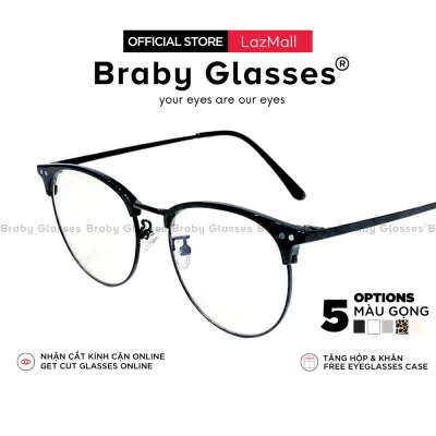 Gọng Kính Cận Tròn Nửa Gọng Thời Trang Nam Nữ Braby Chất Liệu Thép Chống Gỉ Thanh Mảnh Kiểu Dáng Đơn Giản Mk02