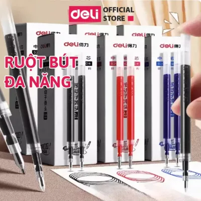 Combo 10 20 Ruột Bút Gel Deli 0.5mm Ngòi Gốc Cho Bút Bi Nước A575 A057B S08 Nhanh Khô Nhiều Mực