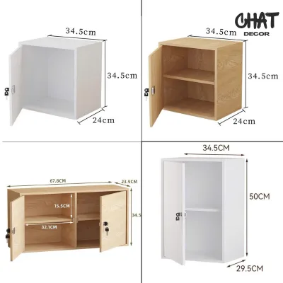 Tủ gỗ đa năng để bàn có khóa, tủ đựng tài liệu văn phòng tiện lợi Chat Decor