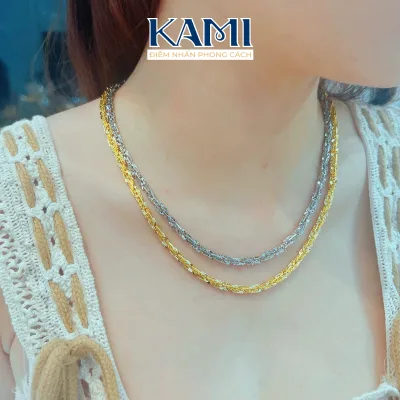 Dây chuyền xoắn vuông nhỏ 3mm chạm 4d siêu sáng Kami trang sức sỉ