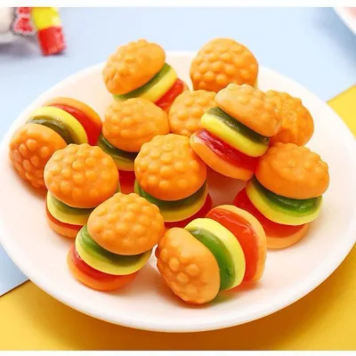 Kẹo Dẻo Hamburger Trái Cây (Túi 200g 500g) – Kẹo Dẻo Hình Bánh Hamburger Mềm Dẻo Nhiều Vị