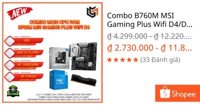 Combo B760M MSI Gaming Plus Wifi D4/D5 /I5 14400F/13400F/12400F