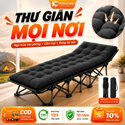 Giường xếp gọn văn phòng chân kim loại di động ngủ trưa, đi cắm trại, decor homestay đẹp
