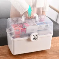 Hộp Đựng Thuốc Gia Đình, Hộp Đựng Thiết Bị Y Tế Tiện Dụng 3 Tầng Có Khoá Đóng Mở An Toàn, Thiết Kế Quai Xách Tiện Lợi