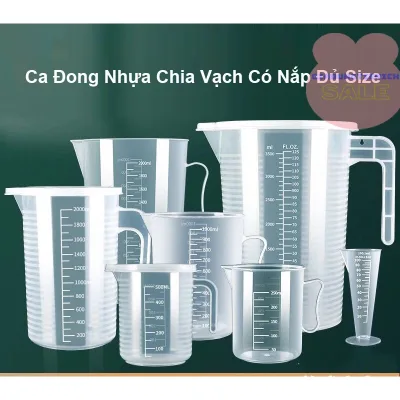 Ca Đong Nhựa Chia Vạch Có Nắp, Cốc Đong Chia Vạch Đủ Size